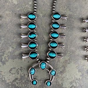 Turquoise squash blossom necklace
